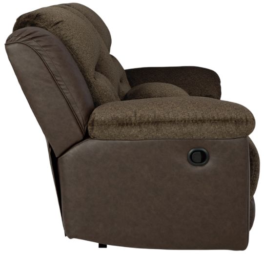 Benchcraft® Dorman Chocolate Manual Double Reclining Loveseat with Console-3