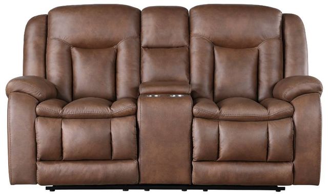 New Classic® Home Furnishings Morello Brown Dual Manual Reclining Loveseat-2