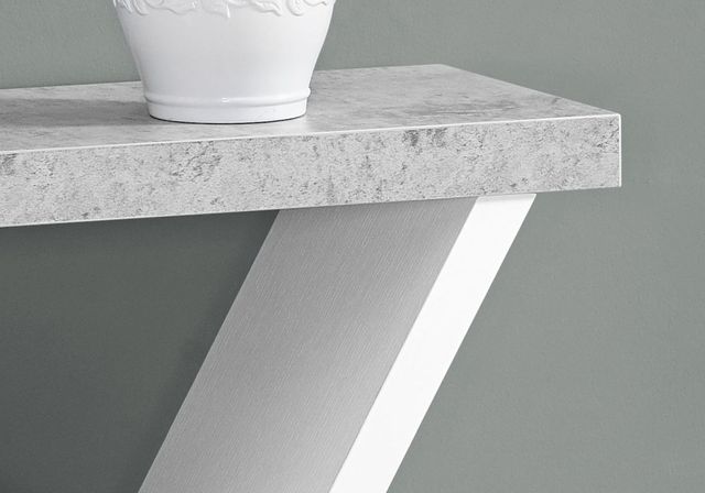 Monarch Specialties Inc. 36"L White Cement Look Hall Console Table with White Base-2