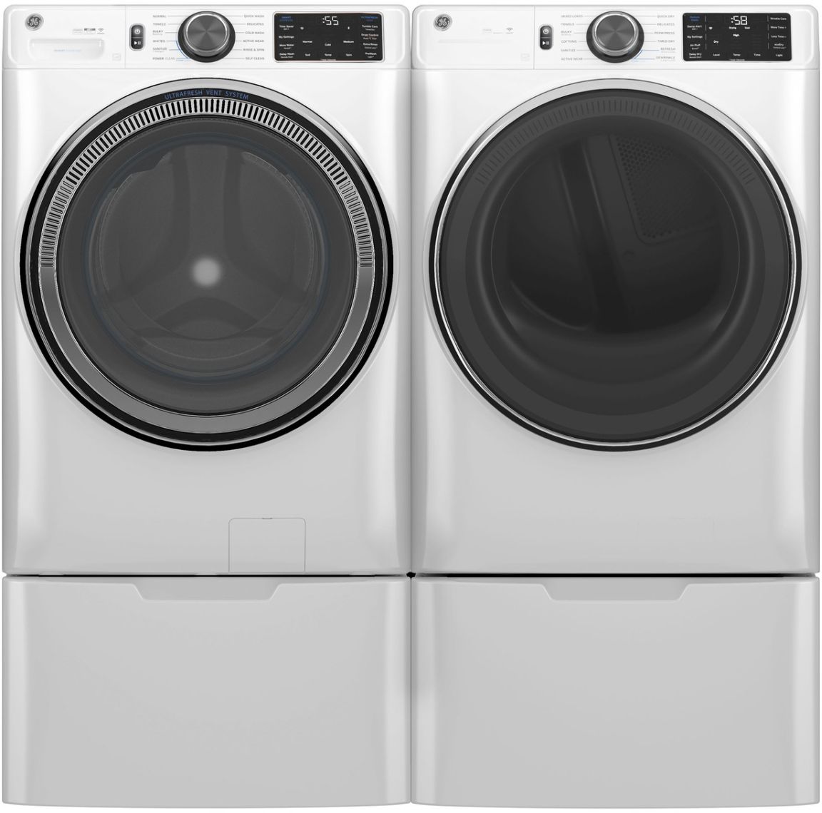 GE® 7.8 Cu. Ft. White Smart Front Load Electric Dryer with Steam