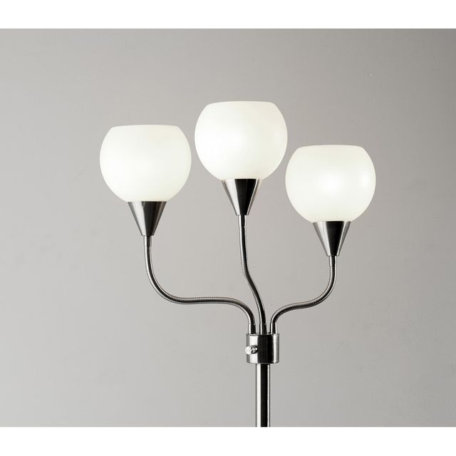 Adesso® Phillip Brushed Steel 3-Arm Floor Lamp-1