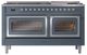 Ilve® Nostalgie II Noblesse 60'' Blue Gray Pro Style Dual Fuel Range with Chrome Trim-1
