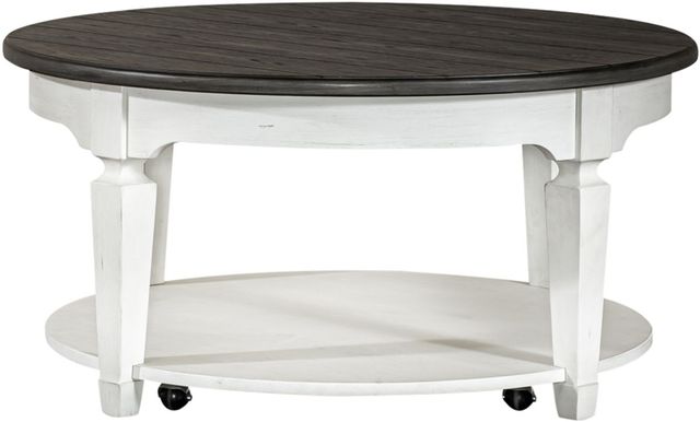 Liberty Furniture Allyson Park 3-Piece Charcoal Occasional Table Set with Wirebrushed White Base-1