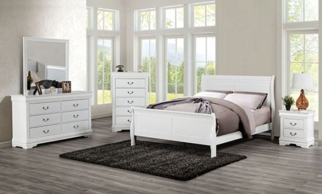 Furniture of America® Louis Philippe White Full Sleigh Bed-2