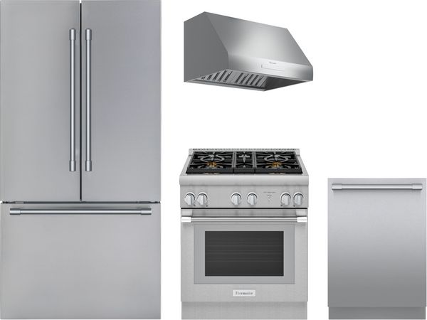 front view of the Thermador® 4 Piece Stainless Steel Kitchen Package