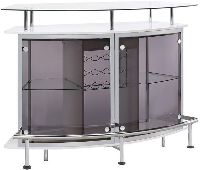 Coaster® Gideon White High Gloss/Chrome Bar Unit-0