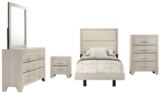 Coaster® Trenton 5-Piece Rustic Cream Twin Panel Bedroom Set-0