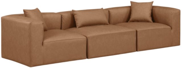 Meridian Furniture Cube 3-Piece Brown Vegan Leather Modular Sofa-0