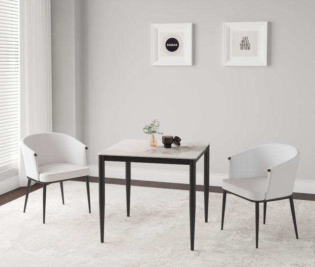 Cramco Marta Chanel Sintered Stone Top Dining Table with Matte Black Base-4