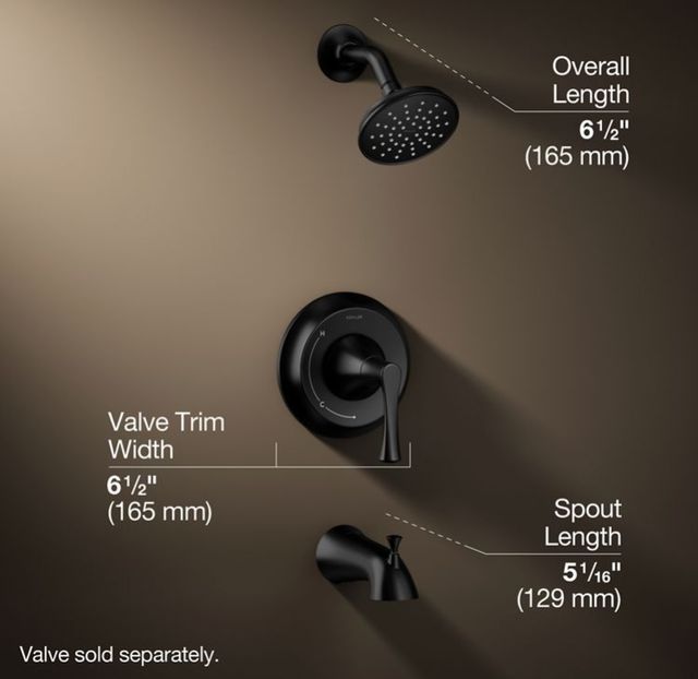 KOHLER® Buckley™ Rite-Temp® Matte Black 2.5 GPM Bath and Shower Trim Kit-2