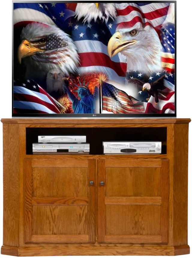 American Heartland Manufacturing Oak 57" Plain Base Tall Corner TV Stand-1