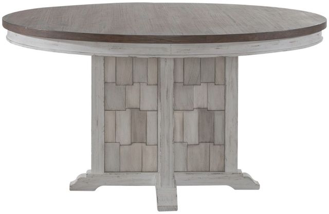 Liberty Furniture River Place Tobacco Pedestal Dining Table with Riverstone White Base-2