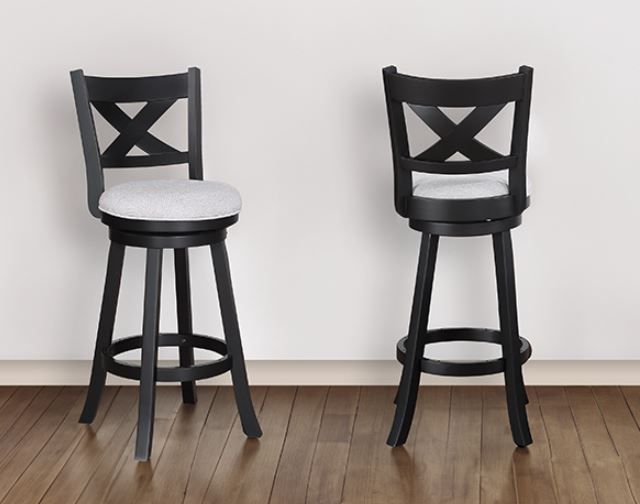 Crown Mark Kipper Black/Dove Swivel Bar Stool-1