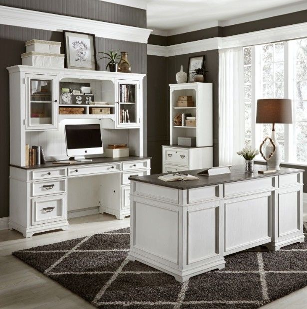Liberty Furniture Allyson Park 3-Piece Charcoal/Wirebrushed White Desk Set-1