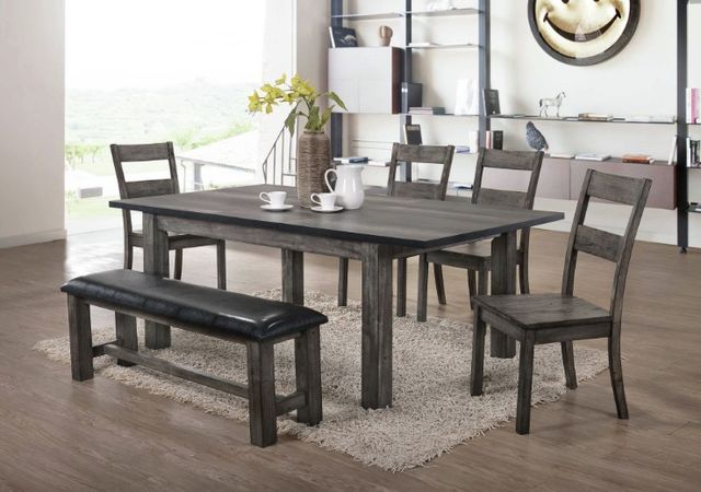 Elements International Nathan 6-Piece Black/Gray Oak Dining Set-1