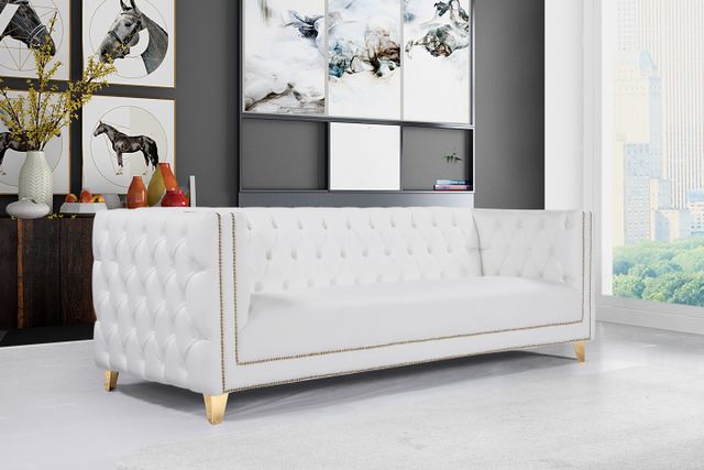 Meridian Furniture Michelle White Faux Leather Sofa-1