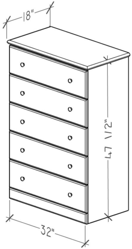 Perdue Woodworks 13,000 Essential Brown/Gray 32" 5-Drawer Big Chest-1