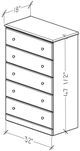 Perdue Woodworks 13,000 Essential Brown/Gray 32" 5-Drawer Big Chest-1
