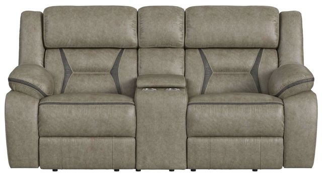 Elements International Engage Corral Gray Manual Reclining Loveseat with Console-3
