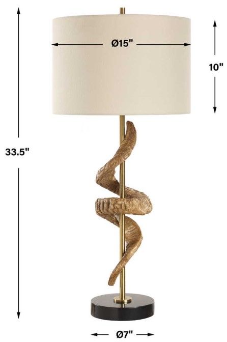 Uttermost® Rams Antique Brass/Black Horn Table Lamp-2