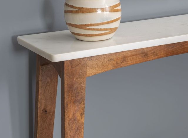 Powell® Rainier White Marble Top Console Table with Warm Brown Base-4
