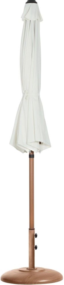 Meridian Furniture Fiji White/Teak Aluminum Outdoor Patio Umbrella and Round Base-1