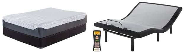 Sierra Sleep® by Ashley® Chime Elite 2-Piece 12" Memory Foam and Best Adjustable Base Queen Mattress Set-0