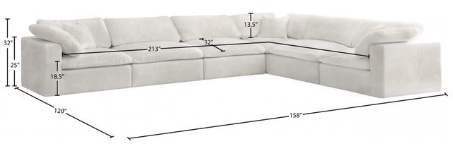 Meridian Furniture Cozy 6-Piece Cream 158" Modular Sectional-1
