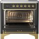 Ilve® Majestic III 36" Graphite Matte Pro Style Induction Range with Solid Door and Brass Trim-1