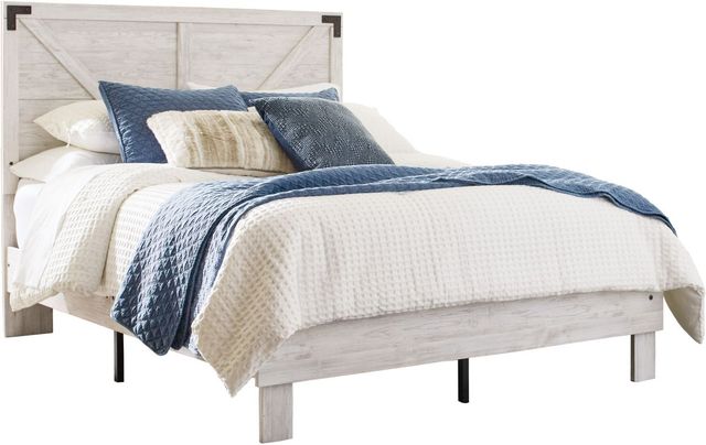 Signature Design by Ashley® Shawburn 3-Piece Charcoal Gray/Whitewash Queen Platform Bed Set-1