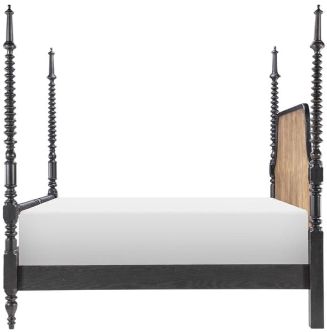 Legacy Classic Vintage Market Barnwood Oak/Kettle Black Queen Poster Bed-3