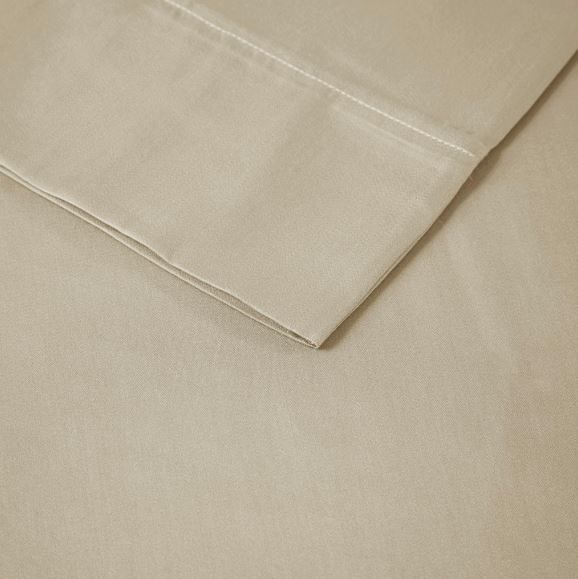 Olliix by Clean Spaces Allergen Barrier Khaki King 300 Thread Count Cotton Sheet Set-1