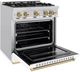 ZLINE Classic Autograph Edition 30" Stainless Steel Pro Style Dual Fuel Range with White Matte Door and Champagne Bronze Accents-3