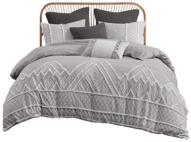 Olliix by INK+IVY Marta 3 Piece Gray King/California King Flax and Cotton Blended Comforter Set-0