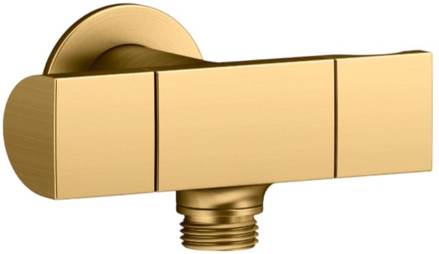KOHLER® Exhale® Vibrant Brushed Moderne Brass Wall-Mount Handshower Holder with Supply Elbow and Volume Control-0