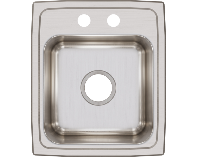 Elkay Lustertone® Lustrous Satin 15" x 17.5" 2-Hole Single Bowl Drop-in Bar Sink-1
