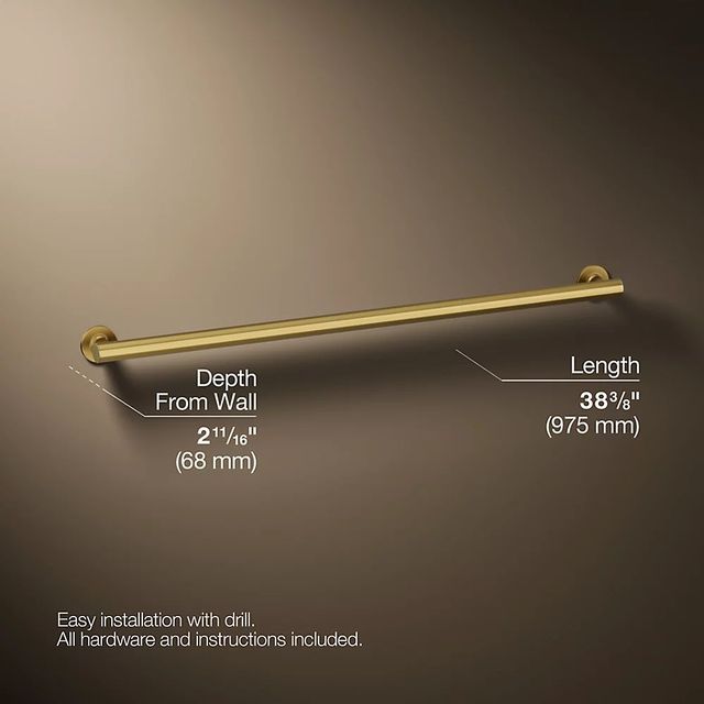 KOHLER® Purist® Vibrant Brushed Moderne Brass 36" Grab Bar-2
