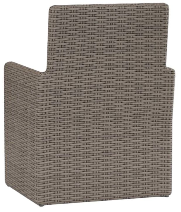 Sunset West Coronado Driftwood Resin Wicker Outdoor Dining Arm Chair with Canvas Flax Cushion-3