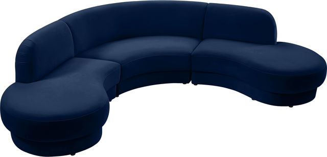 Meridian Furniture Rosa 3-Piece Navy Velvet Sectional-3
