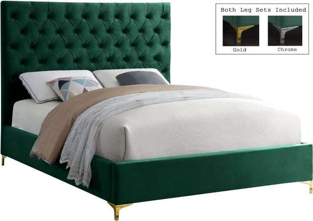 Meridian Furniture Cruz Green Velvet Full Bed-0