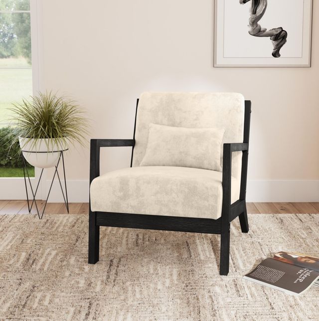 Elements International Marina Brushed Espresso/Langley Cream Accent Chair-1