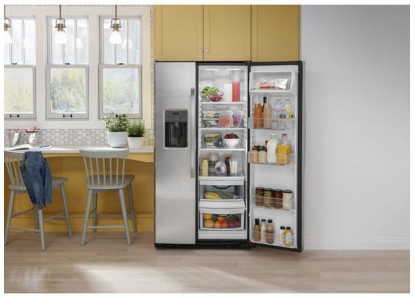 GE® 25.3 Cu. Ft. Fingerprint Resistant Stainless Steel Side by Side Refrigerator