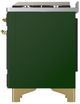 Ilve® Majestic III 36" Emerald Green Pro Style Dual Fuel Natural Gas Range with Solid Door and Brass Trim-4