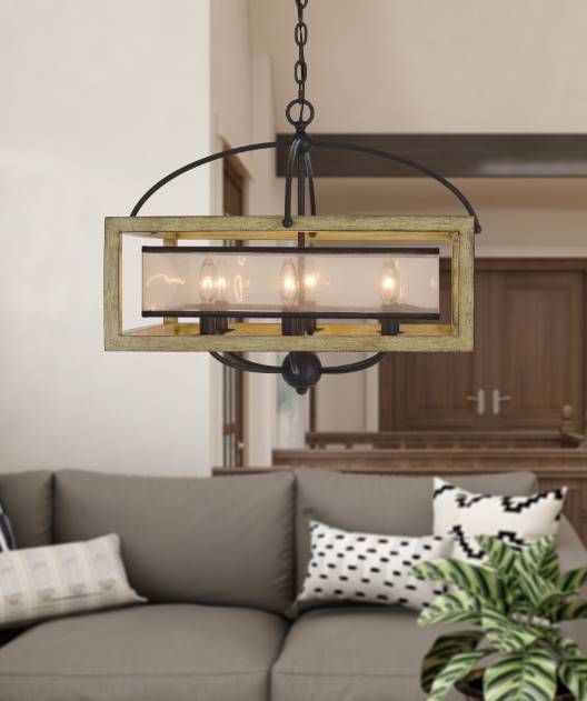 Cal® Lighting & Accessories Palencia 6-Light Distressed Oak Chandelier-3