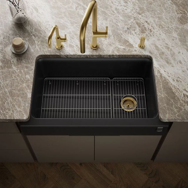 KOHLER® Cairn® Matte Black Undermount Single-Bowl Farmhouse Kitchen Sink-1