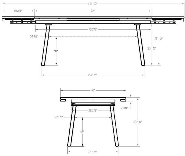 Amisco Customizable Lewis 112" Rectangular Extendable Table with 0.5" White Glass Top and 2 Leaves-3