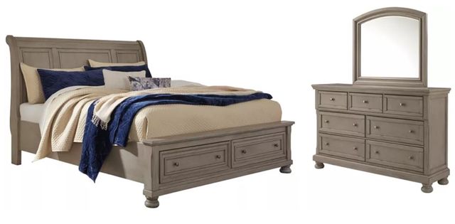 Signature Design by Ashley® Lettner 3-Piece Light Gray California King Sleigh Bed Set-0