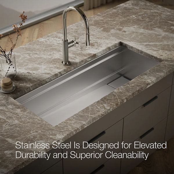 KOHLER® Synthos™ Matte Black/Stainless Steel 46" Undermount Single-Bowl Workstation Kitchen Sink-4