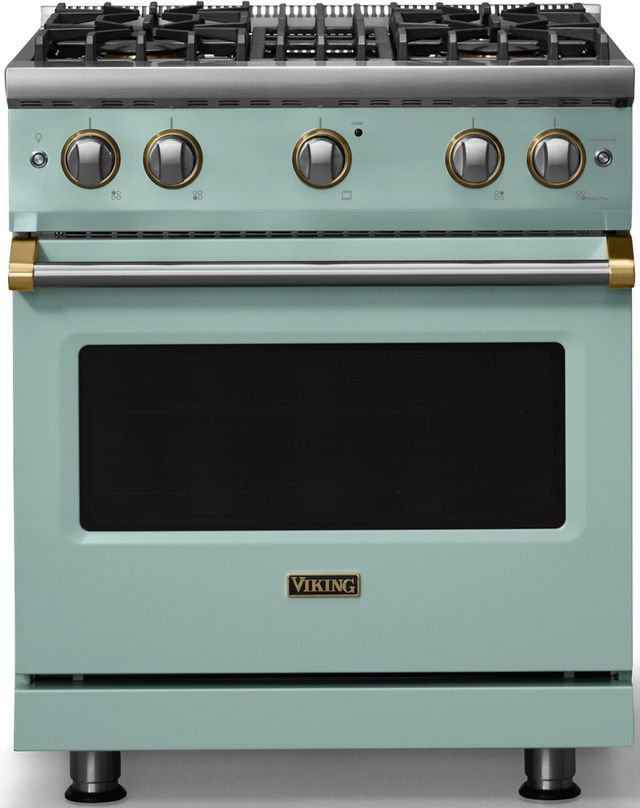 Viking® 5 Series 30" Splash Pro Style Gas (LP) Range with Brushed Brass Trim-0
