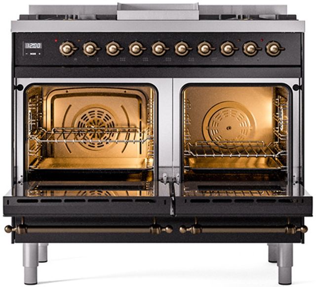 Ilve® Nostalgie II Series 40" Glossy Black Pro Style Dual Fuel Range-1
